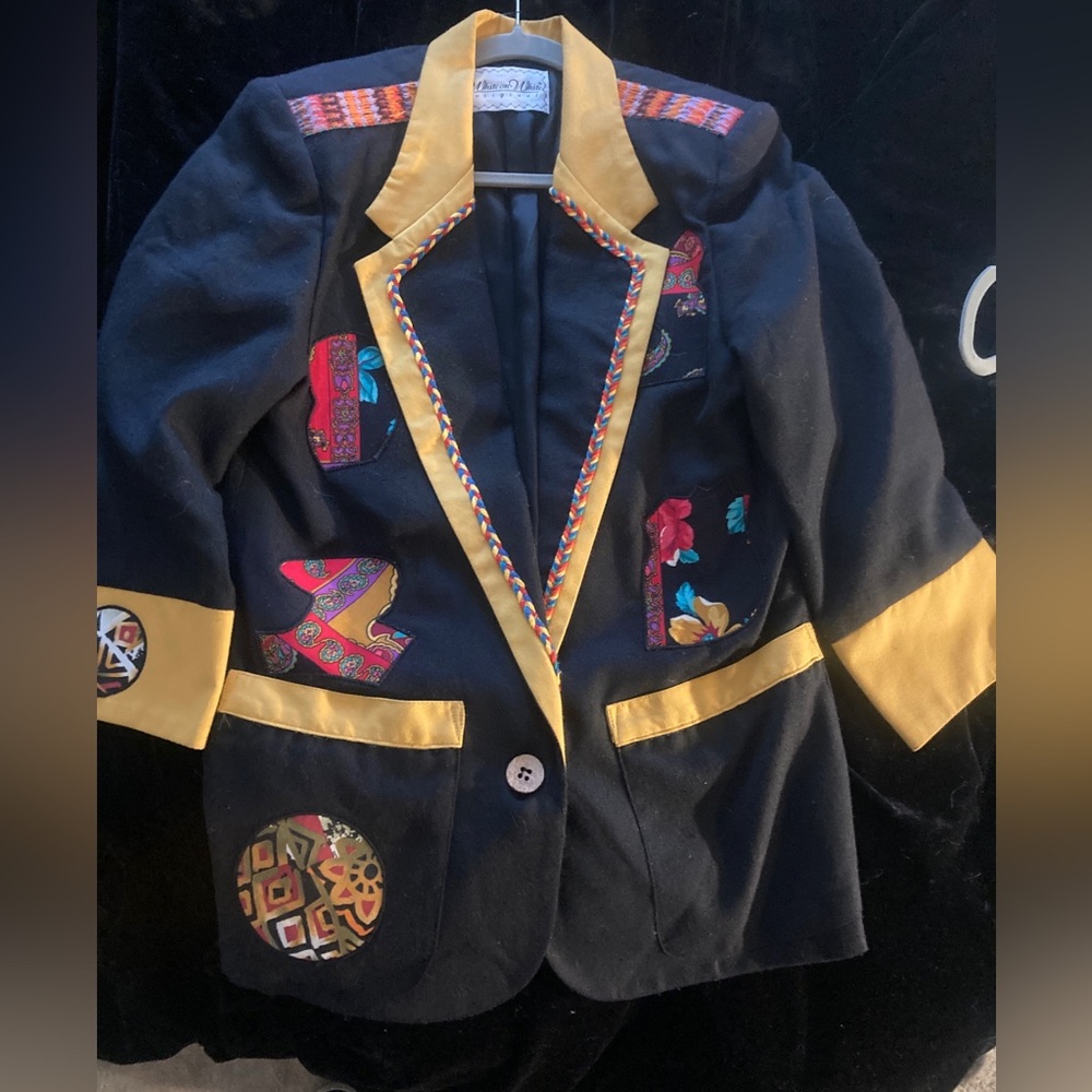 Vtg 80’s Western Patchwork Jacket Coat Blazer Top… - image 3